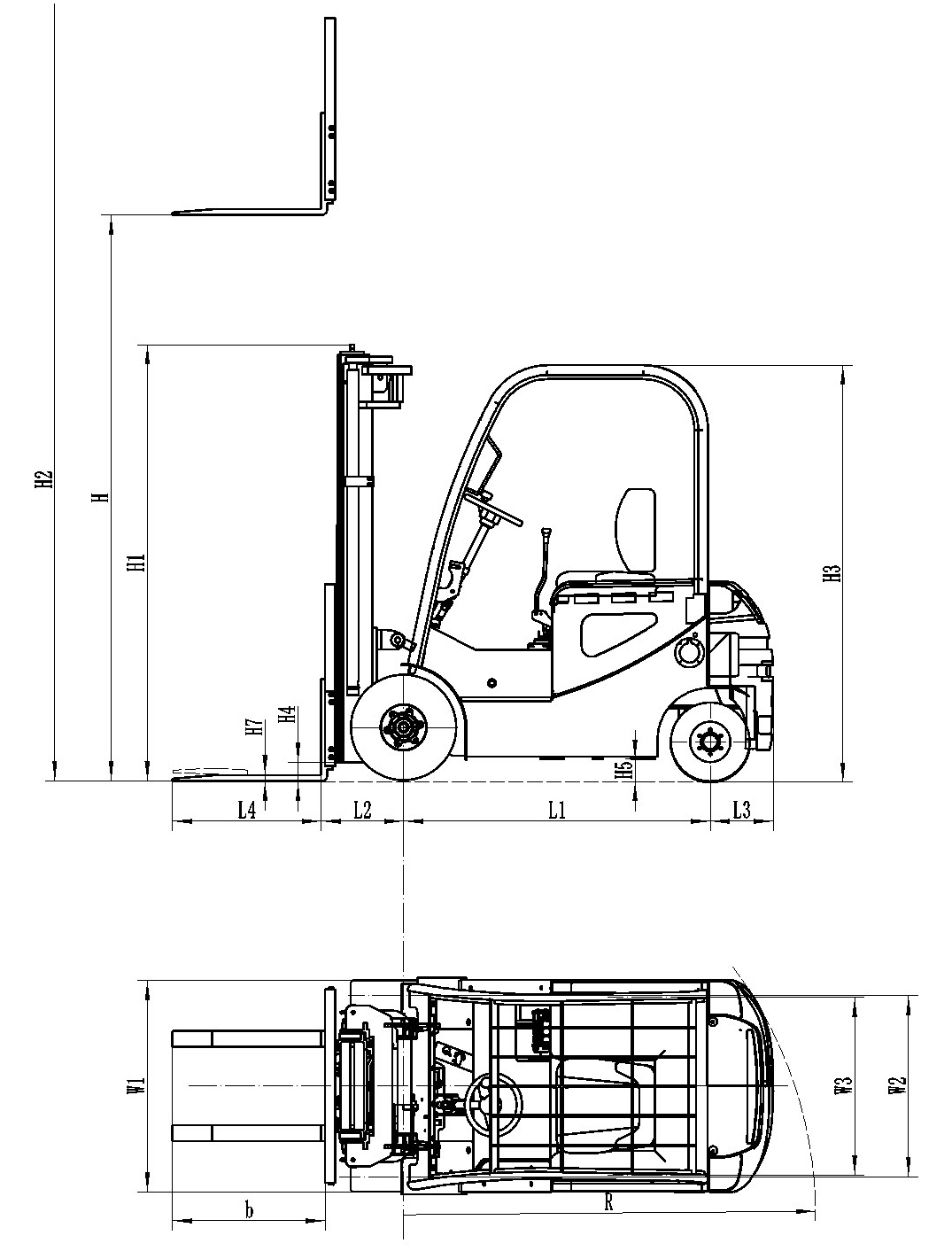 Electric Forklift Overview Drawings
