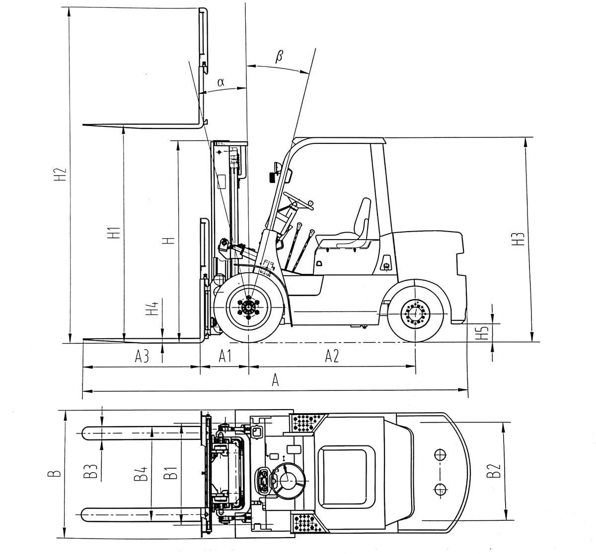 Electric Forklift Overview Drawings
